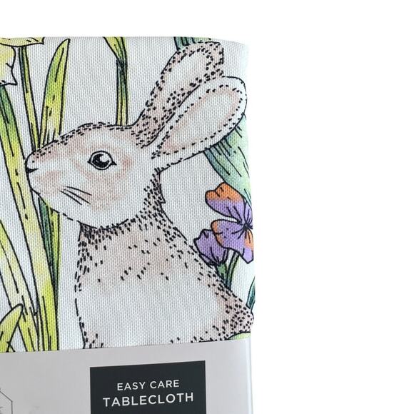 The Farmhouse Spring Floral Bunnies Easter Tablecloth 60x120 Pop of Color New - Picture 7 of 10